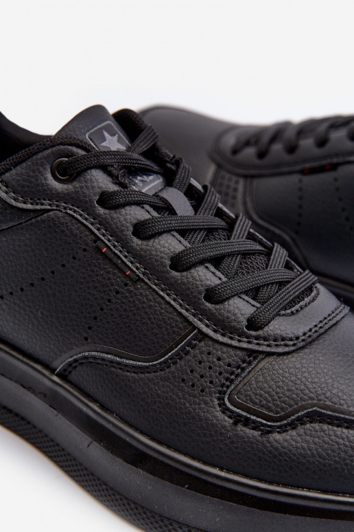 Sneakers tüüpi jalanõud platvormiga eko-nahast mustad Uziran
