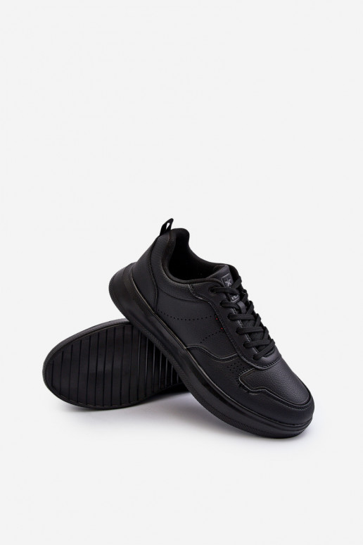 Sneakers tüüpi jalanõud platvormiga eko-nahast mustad Uziran