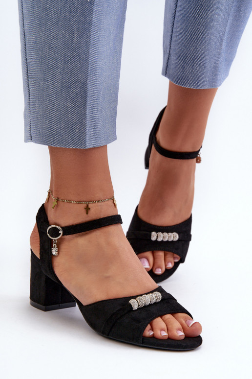 Naistesandaalid owe kõrge jämeda kontsaga  Must Narhi