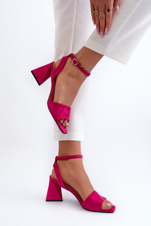 Naistesandaalid kõrge jämeda kontsaga Z u tumeroosad värvi Upttima