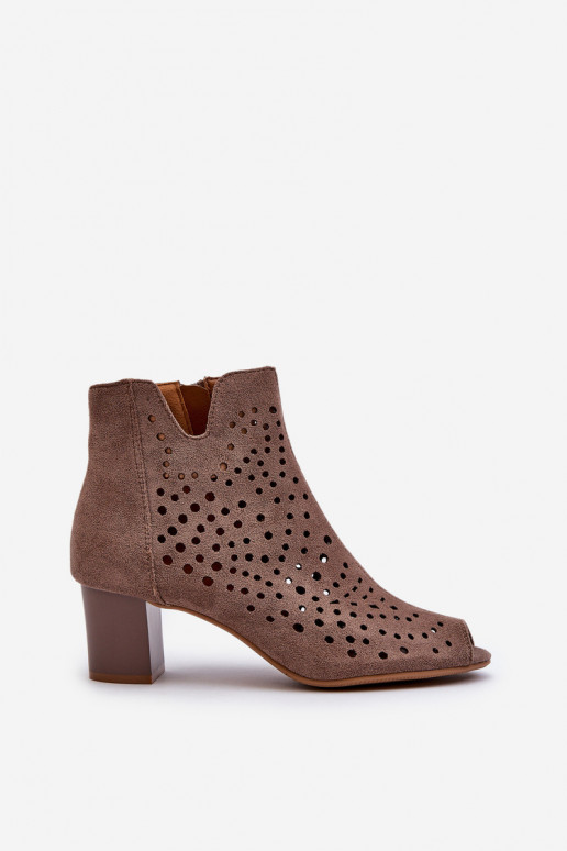 Saapad  owe kõrge jämeda kontsaga Z Odkrytymi Palcami pruunid värvi Halania