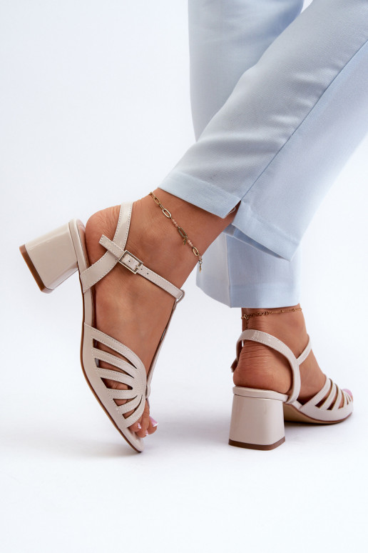 Laque  Elegantsed kõrge kontsaga sandaalid Sergio Leone SK880 beeži värvi