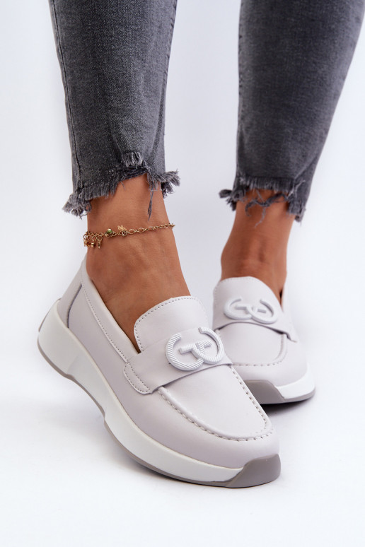   Kullatud tallaga naiste mokassiinid Halli värvi S.Barski LR490