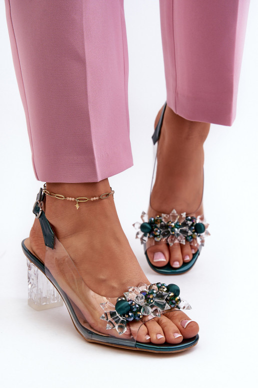 sandaalid  kõrge jämeda kontsaga  Rohelist värvi D&A MR38-D1