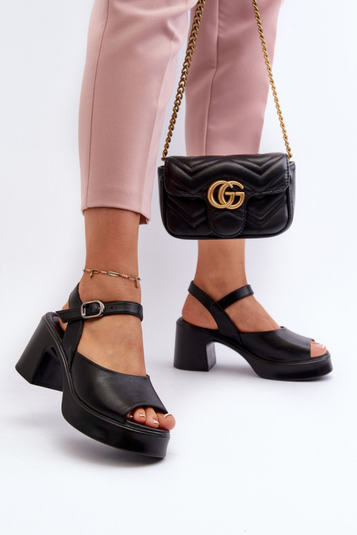 Naistesandaalid   kõrge jämeda kontsaga Vinceza 66627 Must