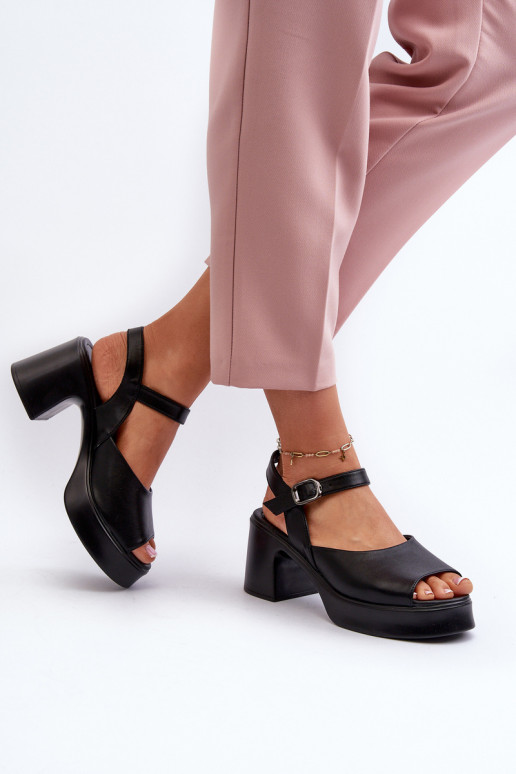 Naistesandaalid   kõrge jämeda kontsaga Vinceza 66627 Must