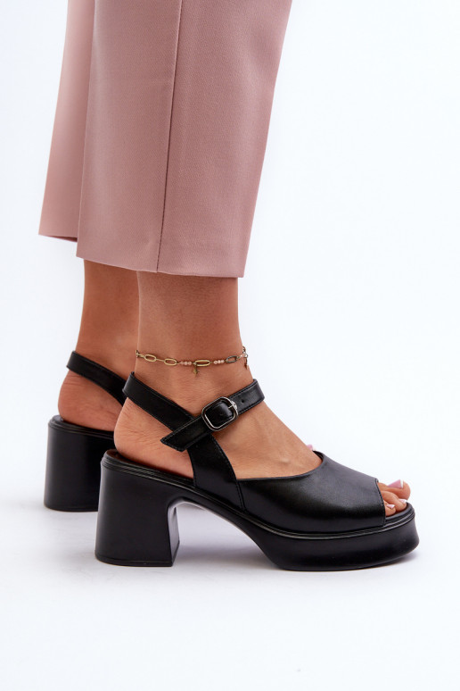 Naistesandaalid   kõrge jämeda kontsaga Vinceza 66627 Must