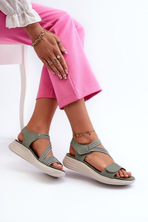  Mugavad sandaalid krõpsudega kinnitatav Rohelist värvi Eladora