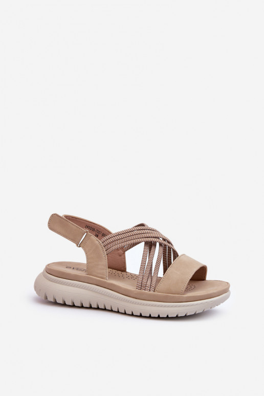   Mugavad sandaalid krõpsudega kinnitatav beeži värvi Ceclea