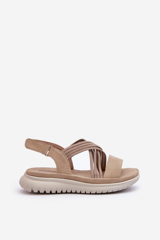   Mugavad sandaalid krõpsudega kinnitatav beeži värvi Ceclea