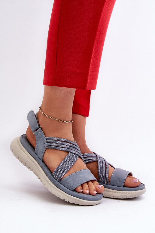   Mugavad sandaalid krõpsudega kinnitatav Sinist värvi Ceclea
