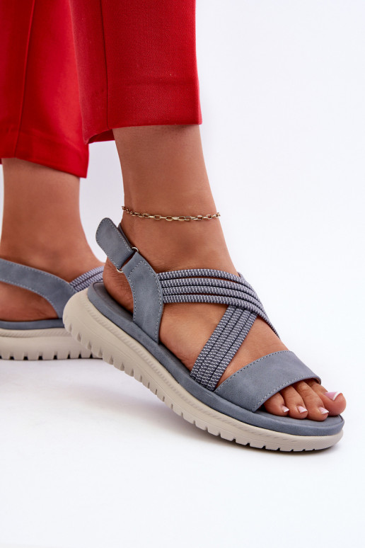   Mugavad sandaalid krõpsudega kinnitatav Sinist värvi Ceclea