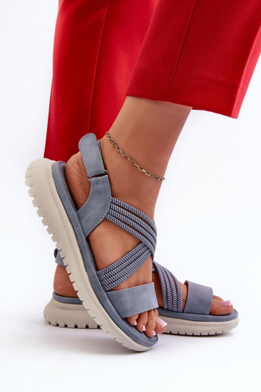   Mugavad sandaalid krõpsudega kinnitatav Sinist värvi Ceclea