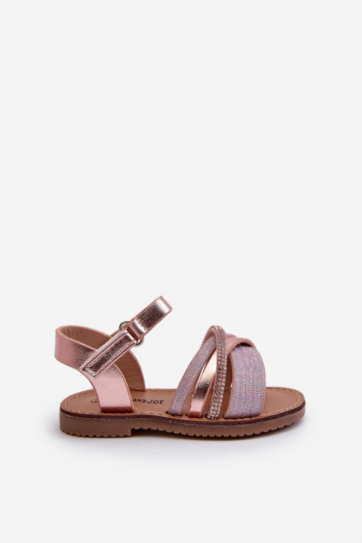 läikiv Laste sandaalid krõpsudega kinnitatav Tumeroosad värvi Delphina