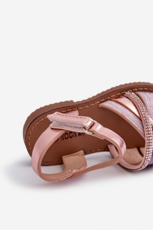 läikiv Laste sandaalid krõpsudega kinnitatav Tumeroosad värvi Delphina