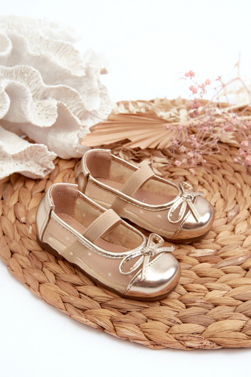 baleriinid  Laste jalanõud lipsukesega Kuldset värvi Jellema baleriinid  Laste jalanõud lipsukesega Kuldset värvi Jellema