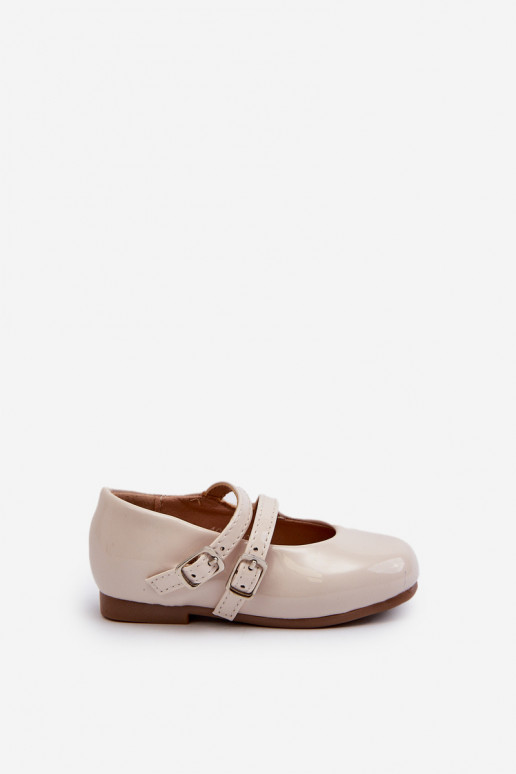 Laque baleriinid  Laste jalanõud rihmadega beeži värvi Margenis Laque baleriinid  Laste jalanõud rihmadega beeži värvi Margenis