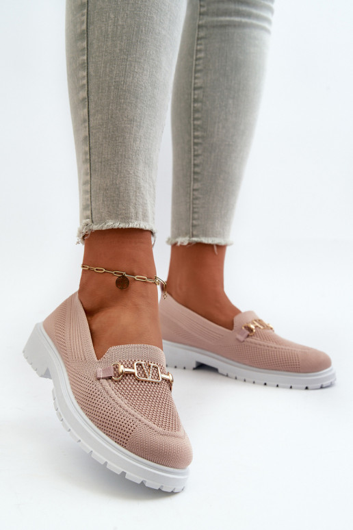  Mokassiinid laiade nööridega Ze Kuldset värvim Detalem Tumeroosad värvi Limentia