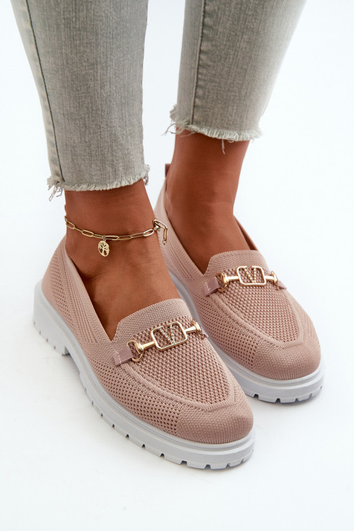  Mokassiinid laiade nööridega Ze Kuldset värvim Detalem Tumeroosad värvi Limentia