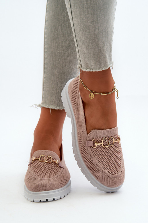  Mokassiinid laiade nööridega Ze Kuldset värvim Detalem Tumeroosad värvi Limentia