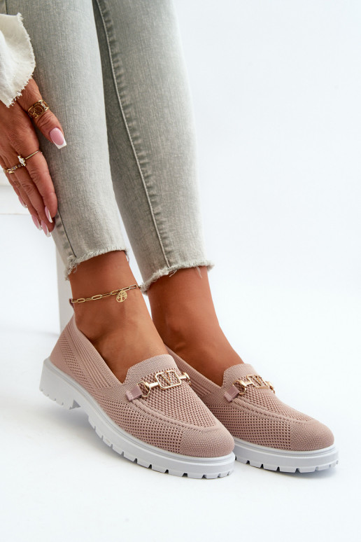  Mokassiinid laiade nööridega Ze Kuldset värvim Detalem Tumeroosad värvi Limentia