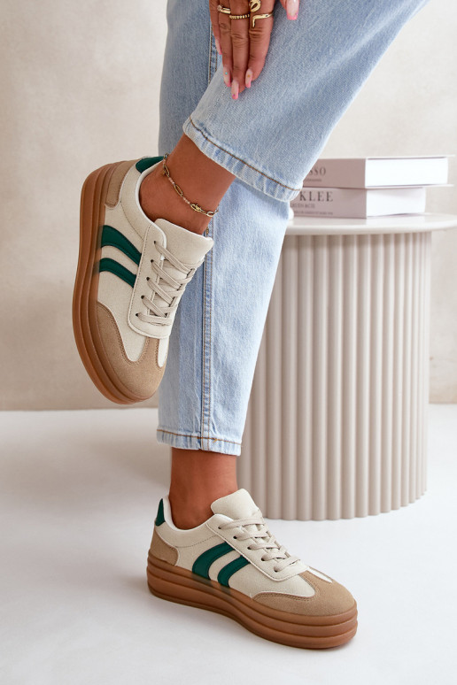 Sneakers tüüpi jalanõud Pealiste omad platvormiga beeži värvi-Rohelist värvi Nesonice