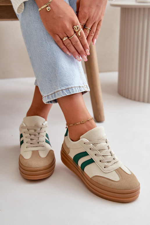Sneakers tüüpi jalanõud Pealiste omad platvormiga beeži värvi-Rohelist värvi Nesonice