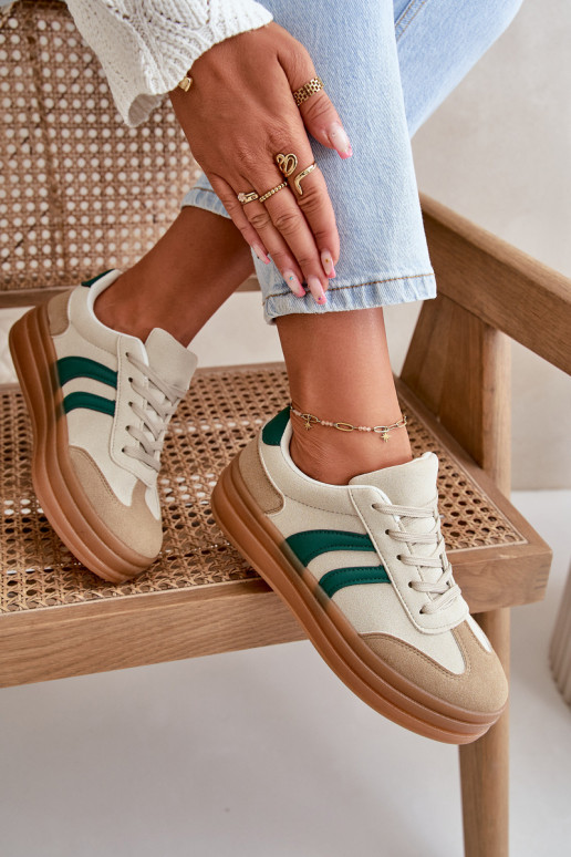 Sneakers tüüpi jalanõud Pealiste omad platvormiga beeži värvi-Rohelist värvi Nesonice