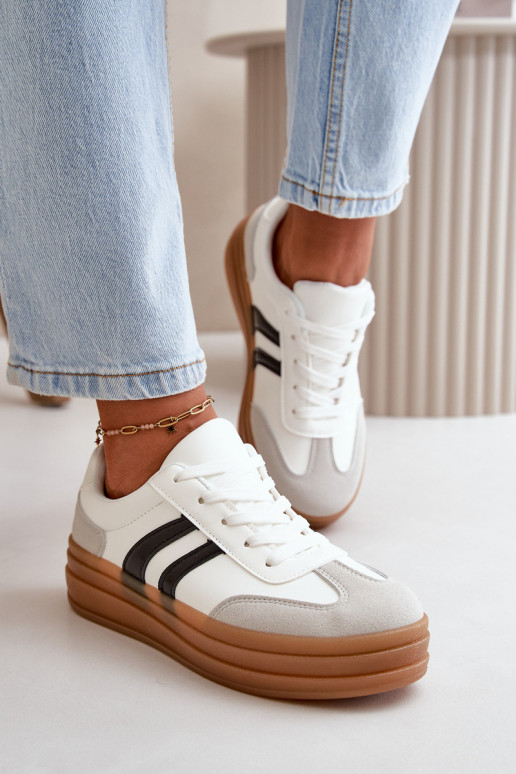 Sneakers tüüpi jalanõud Pealiste omad platvormiga Valget-Halli värvi Nesonice