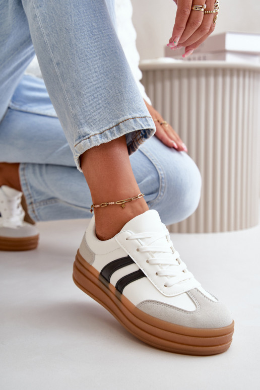 Sneakers tüüpi jalanõud Pealiste omad platvormiga Valget-Halli värvi Nesonice