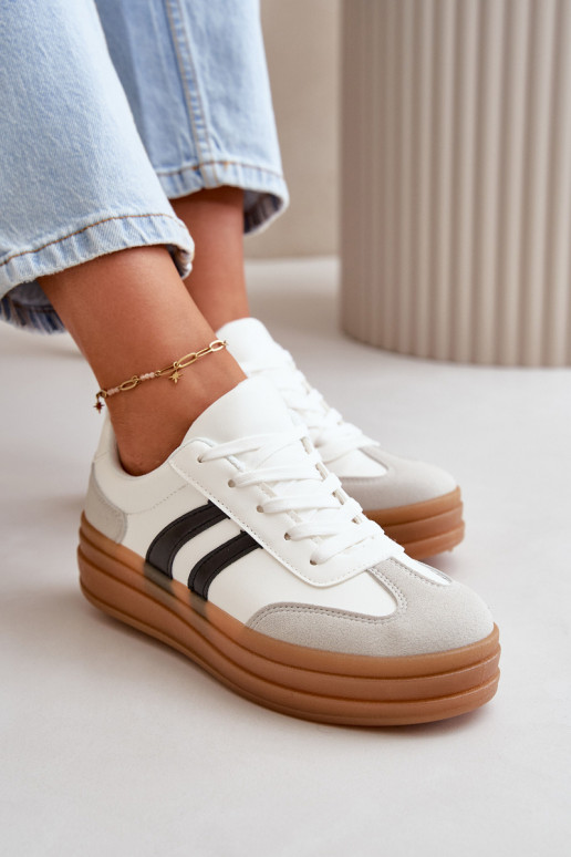 Sneakers tüüpi jalanõud Pealiste omad platvormiga Valget-Halli värvi Nesonice