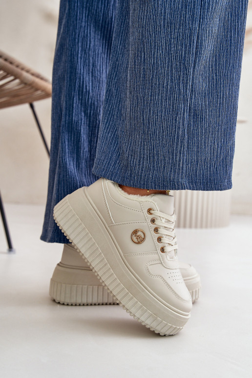 Sneakers tüüpi jalanõud spordijalatsid Pealiste omad voodriga Sellel onssiivsel tallal beeži värvi Verissha