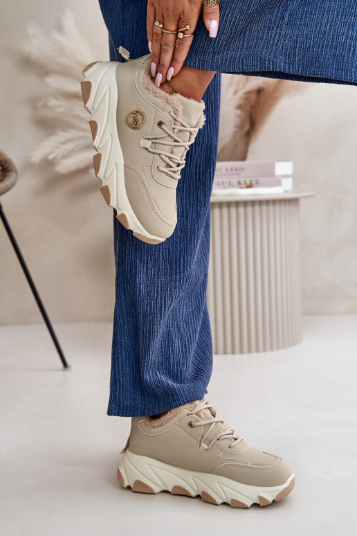 voodriga spordijalatsid  nööritavad platvormiga beeži värvi Bialoa voodriga spordijalatsid  nööritavad platvormiga beeži värvi Bialoa