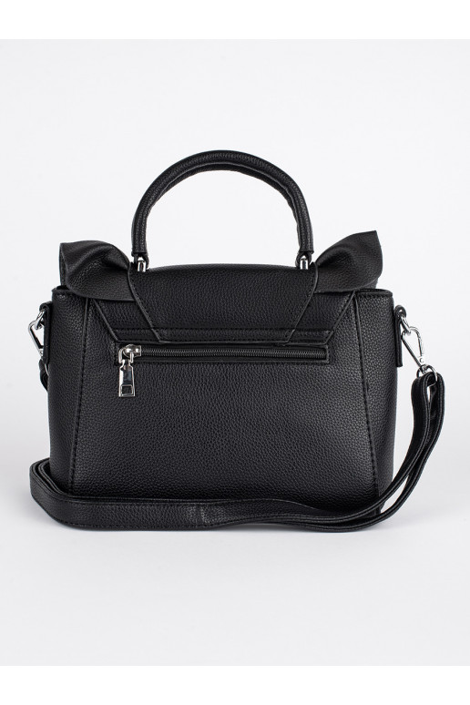 Mustad elegantne käekott z ozdobną falbanką