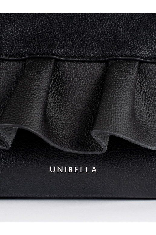 Mustad elegantne käekott z ozdobną falbanką