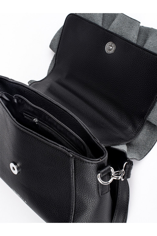 Mustad elegantne käekott z ozdobną falbanką