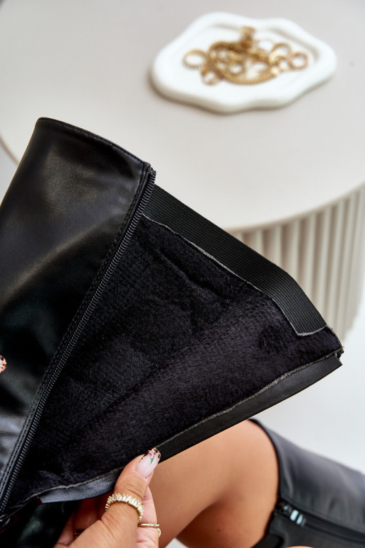 voodriga pika säärega saapad laiade nööridega  Must Arsisna  voodriga pika säärega saapad laiade nööridega  Must Arsisna