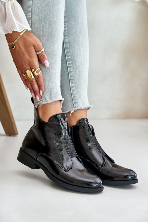 Laque madalad naistesaapad laiade nööridega voodriga Must S.Barski HY42-120 Must