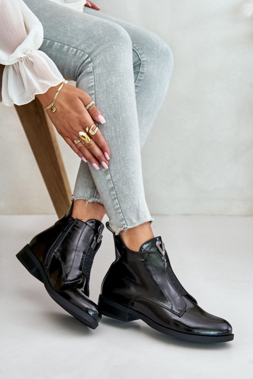 Laque madalad naistesaapad laiade nööridega voodriga Must S.Barski HY42-120 Must