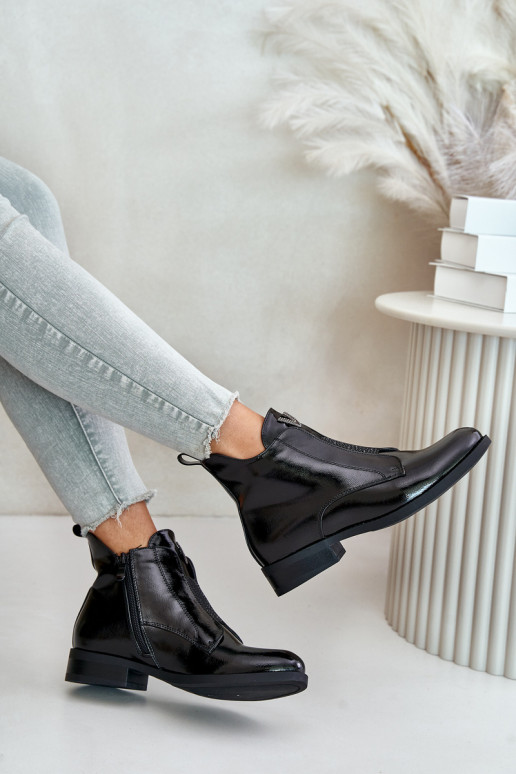 Laque madalad naistesaapad laiade nööridega voodriga Must S.Barski HY42-120 Must