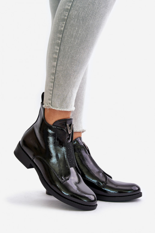 Laque madalad naistesaapad laiade nööridega voodriga Must S.Barski HY42-120 Must