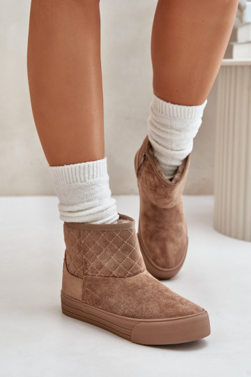 Naiste poolsaapad nööpidega lumesaapad  voodriga karusnahaga Big Star OO274A524 beeži värvi