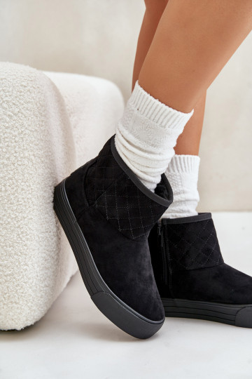 Naiste poolsaapad nööpidega lumesaapad  voodriga karusnahaga Big Star OO274A522 Must