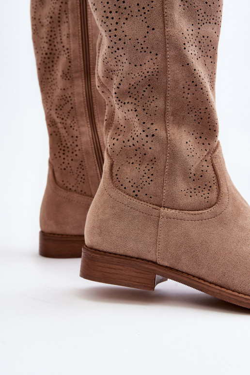 Naiste aetud pikad saapad beež S.Barski Naiste aetud pikad saapad beež S.Barski