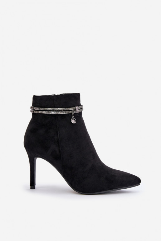 voodriga Naiste poolsaapad kõrge jämeda kontsaga dekoreeritud kontsaga owe Vinceza 16469 Must