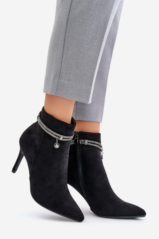 voodriga Naiste poolsaapad kõrge jämeda kontsaga dekoreeritud kontsaga owe Vinceza 16469 Must