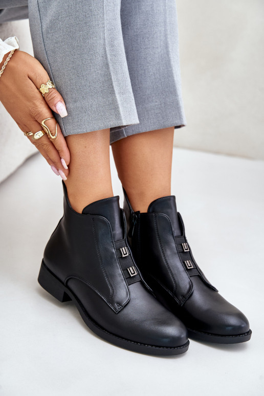 voodriga Naiste poolsaapad laiade nööridega eko-nahast S.Barski HY42-716 Must