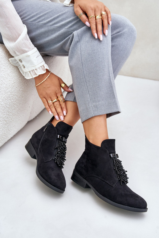 voodriga  Naiste poolsaapad kaunistustega  S.Barski HY42-715 Must