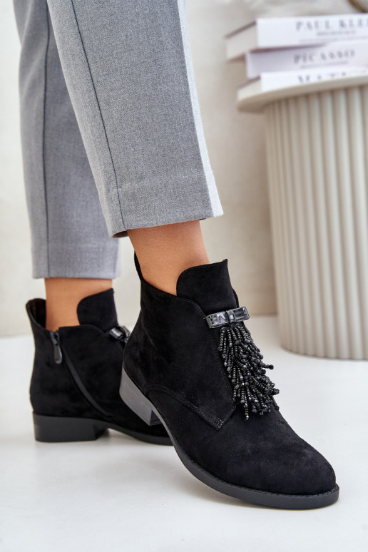 voodriga  Naiste poolsaapad kaunistustega  S.Barski HY42-715 Must