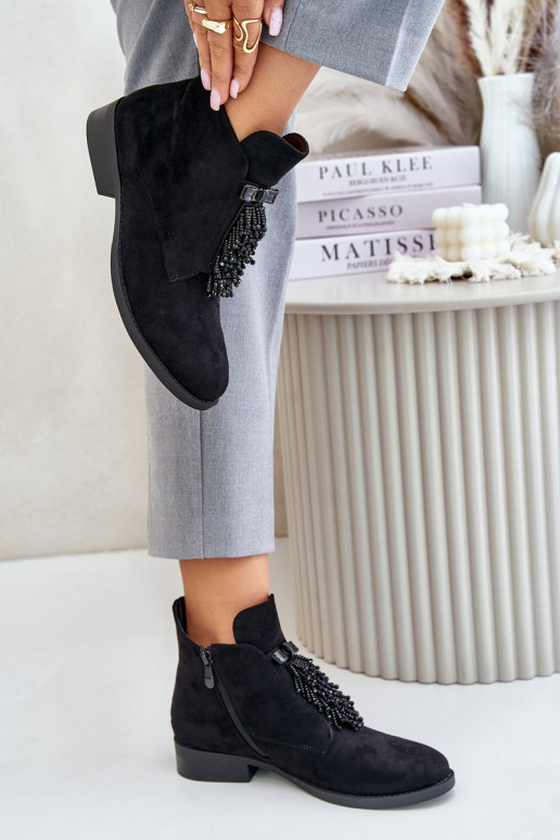 voodriga  Naiste poolsaapad kaunistustega  S.Barski HY42-715 Must